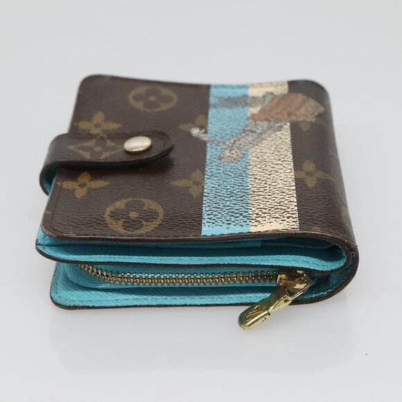 LOUIS VUITTON Monogram Groom Compact Zip Wallet Blue M60036 LV Auth hk2238 - Picture 4 of 16